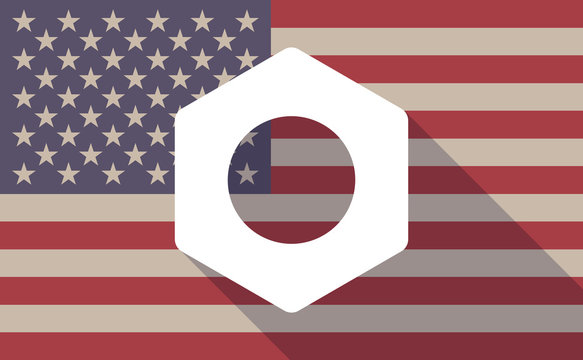 USA flag icon with a nut