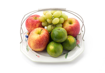 Isolated platter of assorted fruit