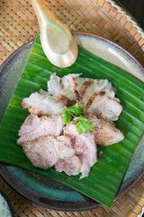 charcoal-boiled pork neck,Grill pork (Thai style food)