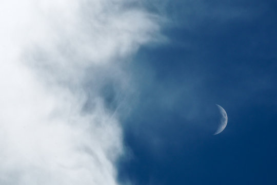 USA, Texas, Lubbock County, Lubbock, Cloudscape with moon