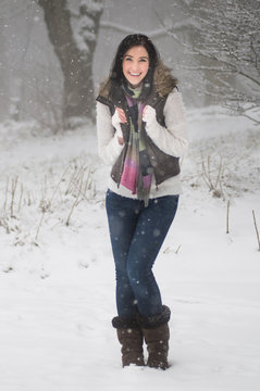 Full length shot of woman in snow