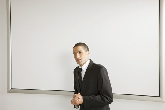 Businessman giving presentation