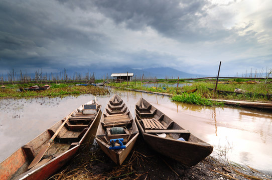 Indonesia, Central Java, Semarang, Wooden kayaks