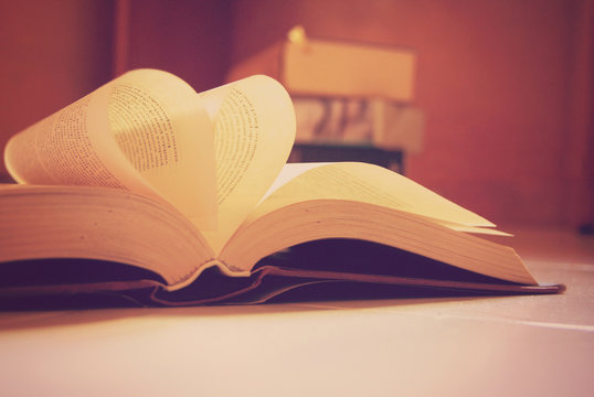 Pages of book in heart shape