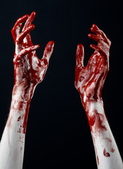 bloody hands killer zombie isolated on black background - 83529002