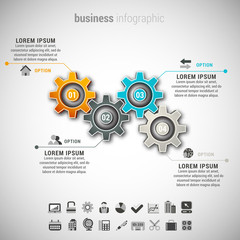 Business infographic made of gears.