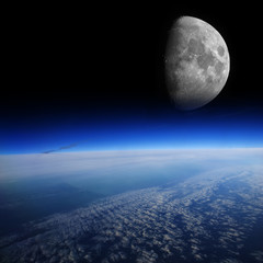 Naklejka na ściany i meble The Earth in space and the Moon.