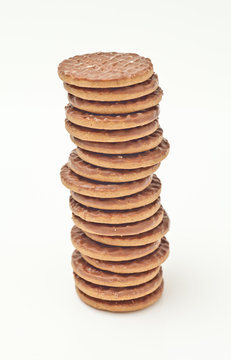 Stack of chocolate biscuits