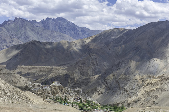 India, Ladakh, Kargil district, Elevated view of Buddhist Lamayuru Monastery in Tibet