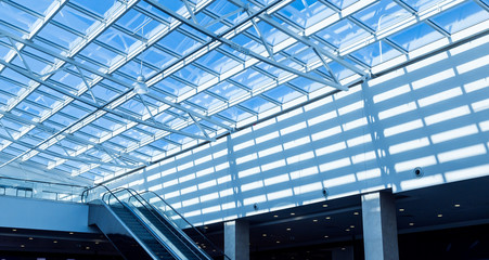 The glass roof of the station in the sunlight