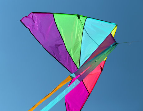big kite flying high in the sky blue