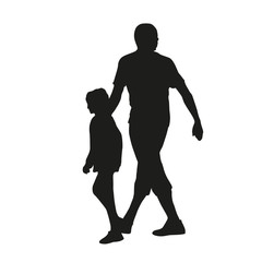 Father and daughter. Vector silhouette