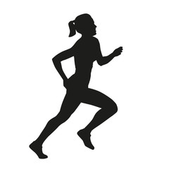 Fototapeta na wymiar Vector isolated silhouette of running woman