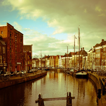 Netherlands, Groningen, Hoge der Aa, River in city