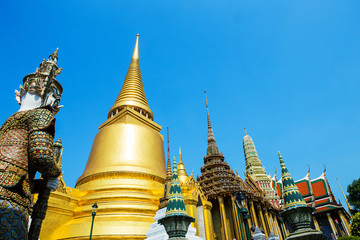 Temple of the Emerald Buddha or Wat Phra Kaew in Bangkok,