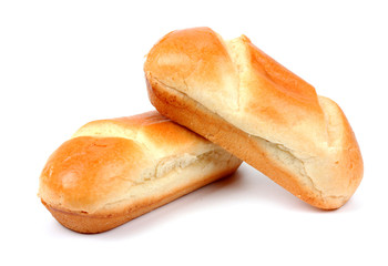 bread rolls on white background