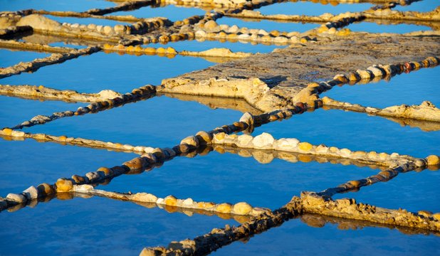Malta, Gozo Island, View of salinas 