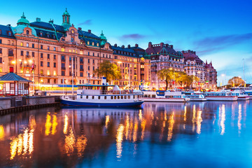 Fototapeta na wymiar Evening scenery of Stockholm, Sweden