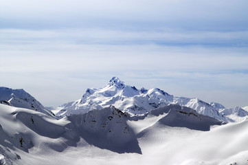 Snowy winter mountains. Caucasus Mountains