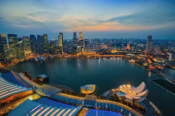 Crédence de cuisine en verre imprimé Singapour Singapore Skyline and view of Marina Bay