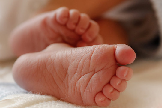 Close-up of a sleeping baby's feet