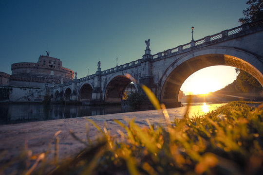 Italy, Rome, Museo Nazionale di Castel Sant'Angelo at sunrise