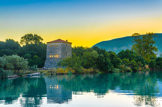 The Venetian Tower of Butrint, at sunrise in  Albania. 