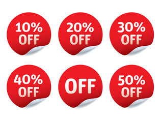 Set of red vector stickers - OFF