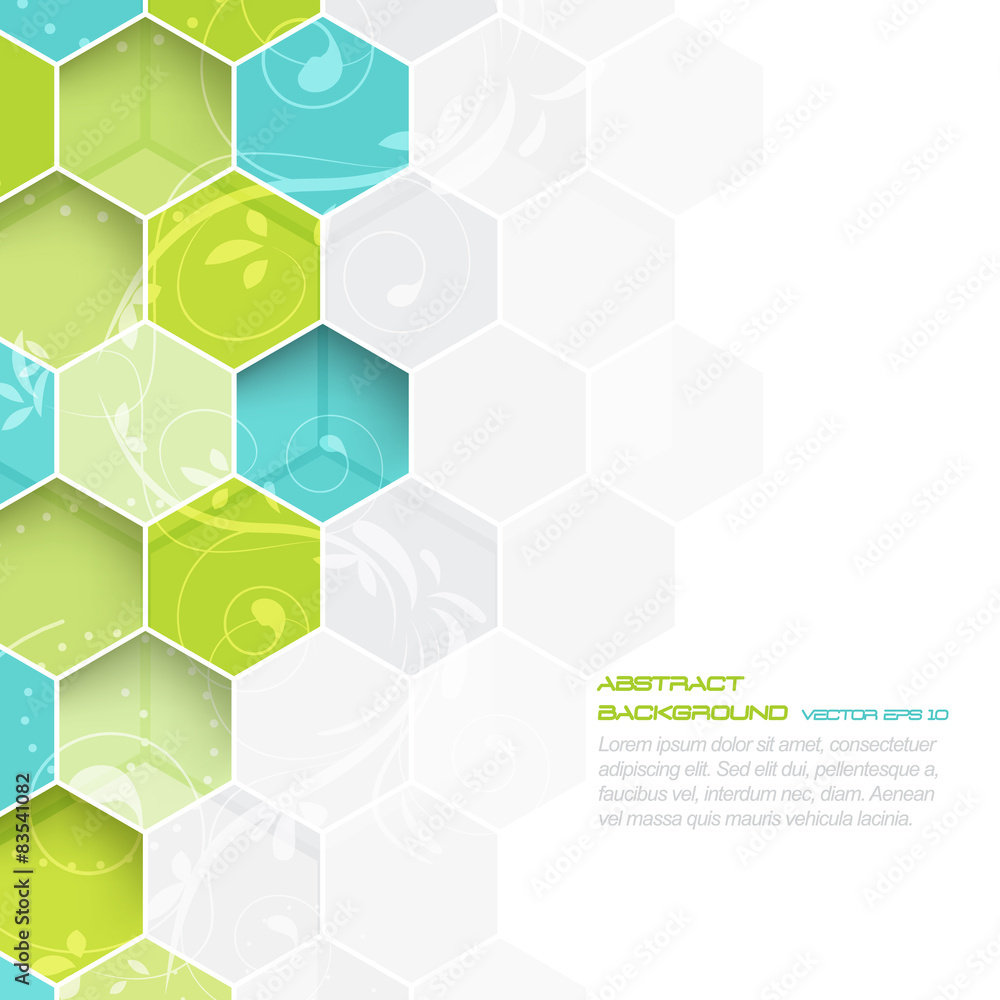 Aufkleber abstract vector background with hexagonal and floral pattern