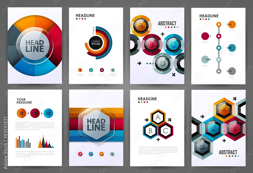 Sticker Set of infographic design templates. Brochure design.