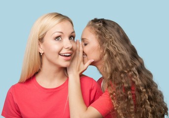 Whispering, Women, Friendship.