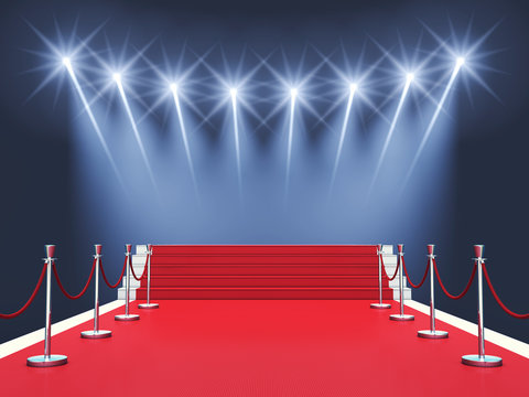Red carpet event with spotlights , Award ceremony , Premiere