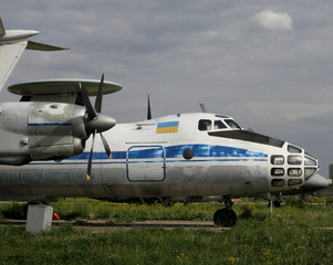 Fototapeta na wymiar Old passenger plane with propeller engines