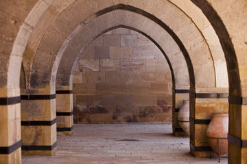 Fototapeta na wymiar Stone Arches on Turkish Caravansary