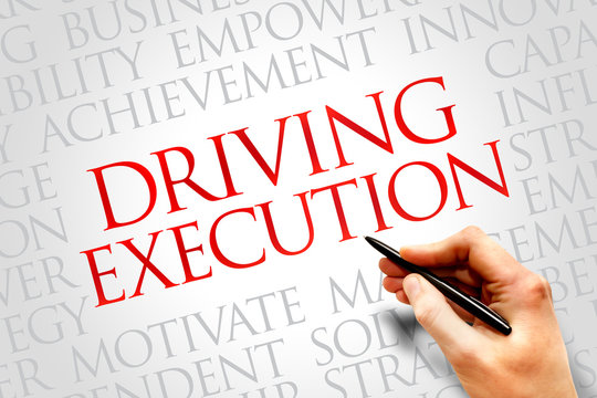 Driving Execution word cloud, business concept