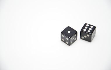 two black dice on a white background