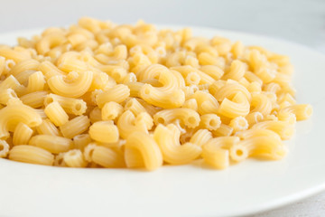 Closeup of dry macaroni pasta