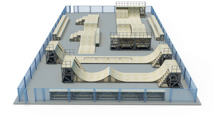 Obraz premium Variant of the elements on the site for skateboarding or rollerb