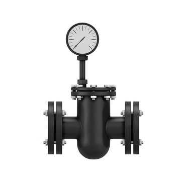 Black part of a pipeline with the manometer