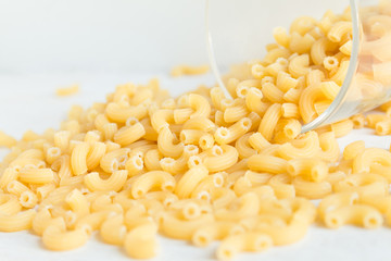 Closeup of dry macaroni pasta