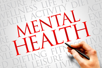 Mental health word cloud, health concept