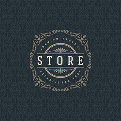 Logo template with flourishes calligraphic ornament elements