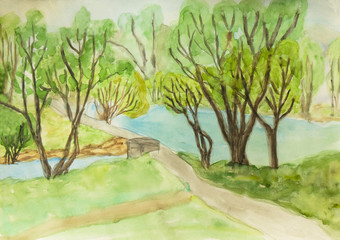 Summer landscape, painting