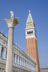 Fototapeta na wymiar View of San Marco Campanile tower in Venice, Italy, vertical