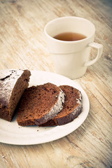 Vintage photo of soft homemade gingerbread cake
