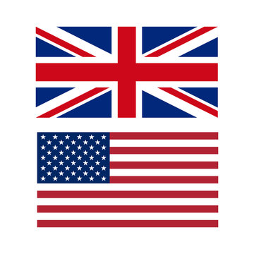 Vector illustration of flags of the US and UK