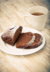 Vintage photo of soft homemade gingerbread cake