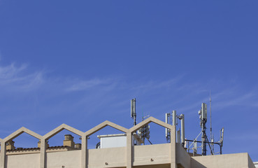 Telecom antenna in a building