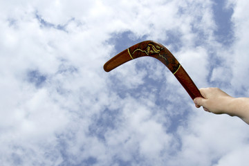 Throwing painted boomerang