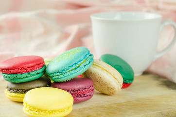 Macaron many colors in the morning